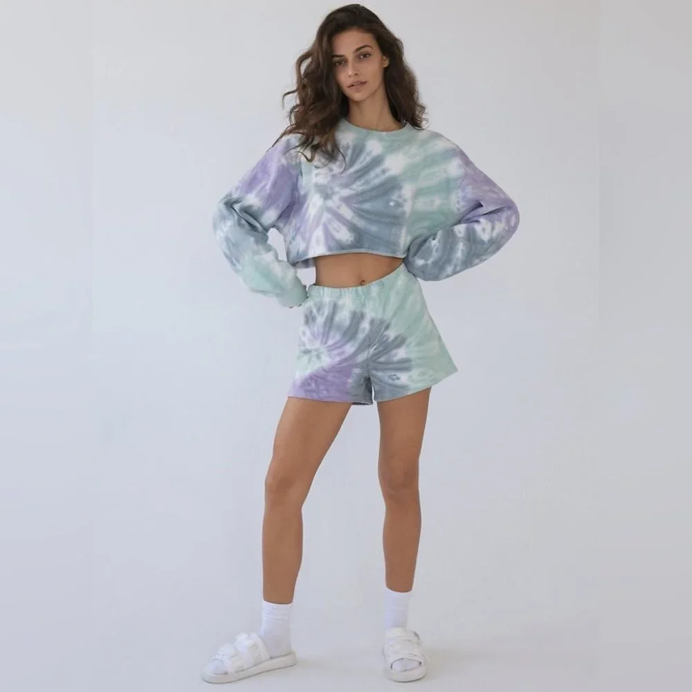 Aritzia TNA Cozy Fleece Perfect High Rise 3” Sweat Shorts Ombre Navy Grey XS - Picture 7 of 15